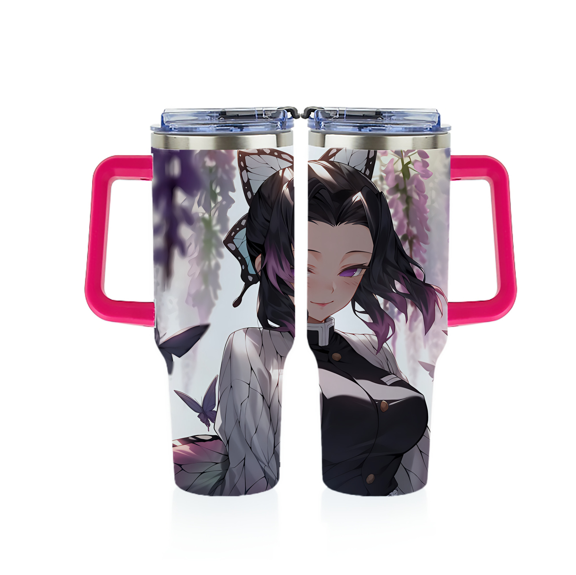 （画像用） 鬼滅の刃（きめつのやいば）蟲柱-胡蝶 しのぶ／こちょう しのぶ Kochou Shinobu 1200ｍLフルプリント車用タンブラー